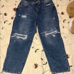 Distressed women’s INC DENIM mom jeans